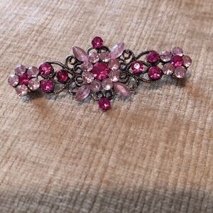 Vintage Pink Fuschia Rhinestone Brooch